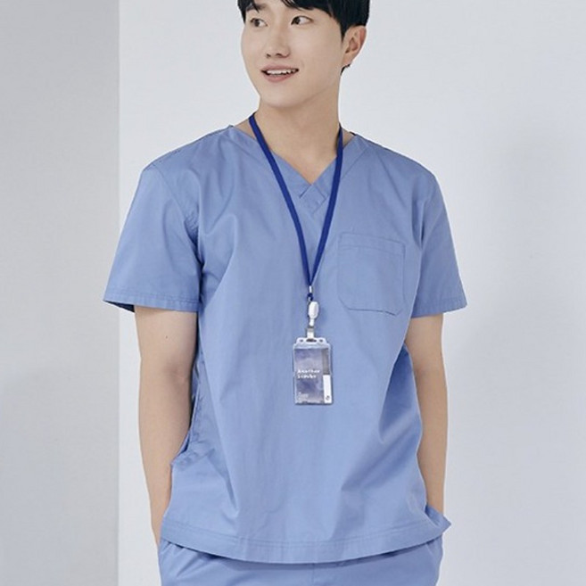 (3color) 남성 V넥 쿨스판 스크럽 티셔츠 (IT-101M) 의사가운 약사가운 간호사복 간호복 수술복 간호사유니폼 병원가운 대학생 실습용가운 실험복 스크럽복