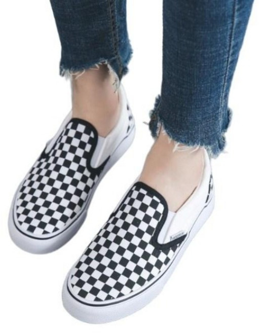 남녀공용 발편한 예쁜 커플 체크 슬립온 225-270mm