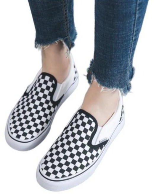 남녀공용 발편한 예쁜 커플 체크 슬립온 225-270mm