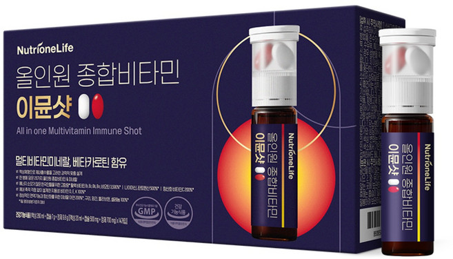 [무료배송/오늘출발] 뉴트리원 올인원 종합비타민 이뮨샷 액상+정제 고함량 비타민 12종 비타민 8종 미네랄 항산화 세트구성, 1개, 14회분