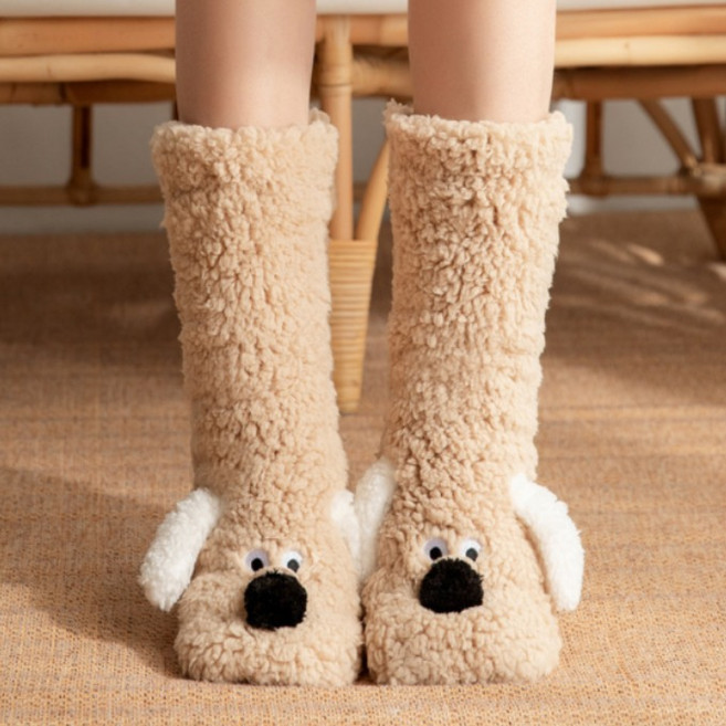 포근한 캐릭터 동물 수면 양말 슬리퍼 겨울용 여성 남성