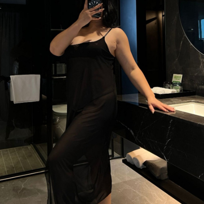 빅사이즈 시스루 롱 바디 슬립세트