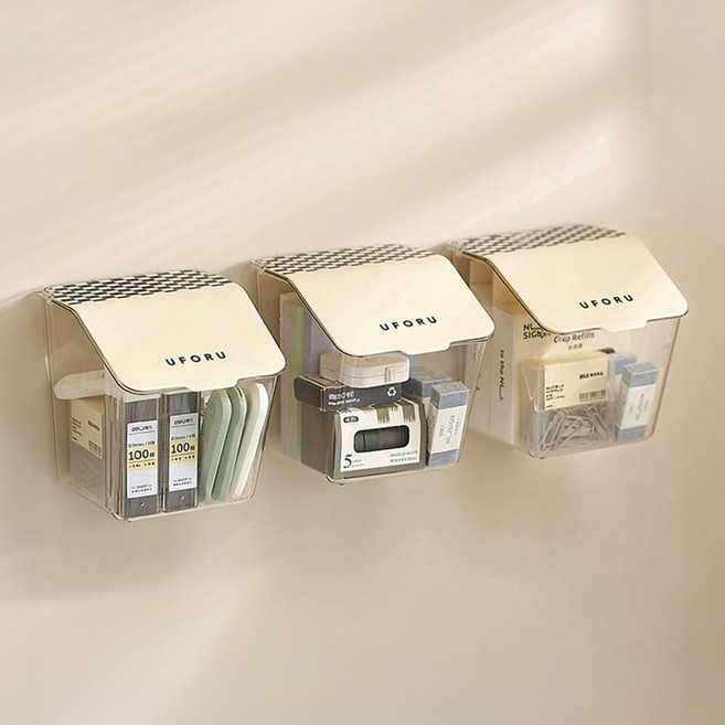 HK.sell 수납포켓 다용도 벽걸이보관함, 3개, 버터크림