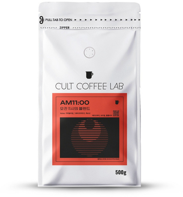 컬트커피랩 밸런스 브라질 에티오피아 콜롬비아 오전 11시 블렌드 원두커피, 500g, 1개, 홀빈(분쇄안함)