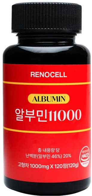 리노셀 프리미엄 고함량 난백 알부민 11000 1000mg 밀크씨슬 식약청인증, 1개, 120정 - 쿠팡
