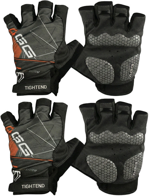 타이트엔드 AGG 쿠션 패드 자전거 반장갑, 오렌지 + 블랙, 2개