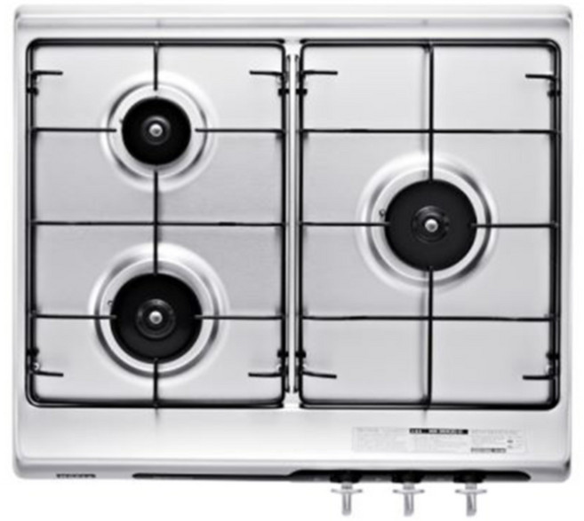 [하츠] 가스렌지 3구 600용 HGR-3050SDBH (타공사이즈: 560*480) 빌트인 가스쿡탑 매립 스텐, LNG, 비연동