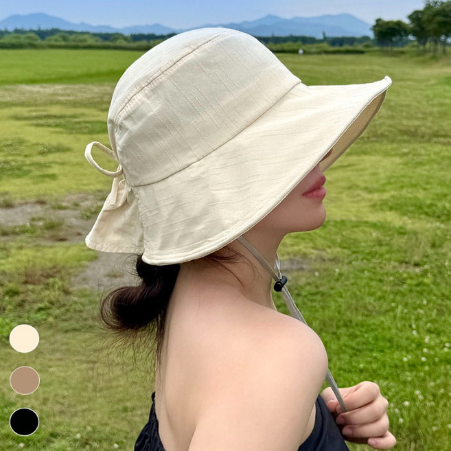 리보마 챙넓은 햇빛가리개 버킷햇 벙거지 턱끈 모자