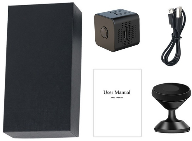 ANYOU 고화질 와이파이 카메라 무선 1080p 야시 카메라 모션 카메라 초소형 카메라, 홈캠+16G 메모리 카드, 1개