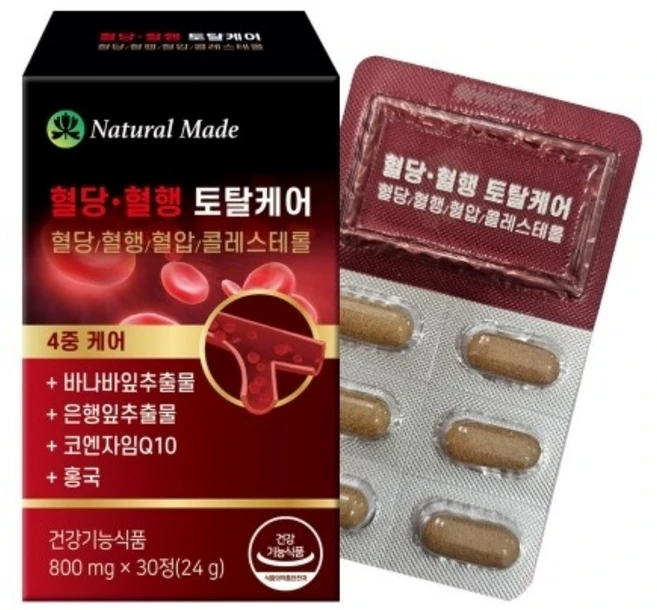 [Natural Made] 네츄럴메이드 혈당 혈행 토탈케어 800mg x 30정, 1개 - 쿠팡