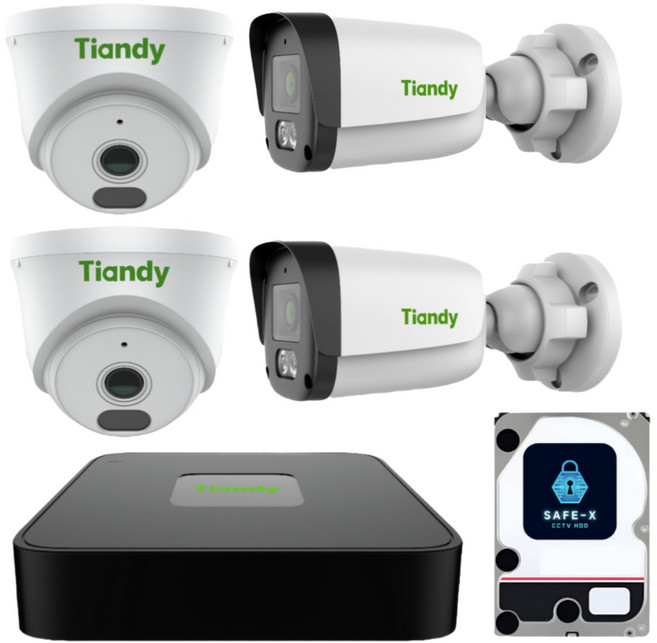 티앤디 IP CCTV 4채널(1TB)CCTV 자가설치 실내 실외 매장 사무실카메라, 녹화기+실내2실외2+HDD1TB+20M케이블4