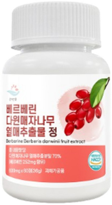 베르베린 구기자 치커리 로즈힙 캡슐 매자나무 링곤베리 열매 추출물 고함량 매자나무열매 정 600mg, 1개, 60정