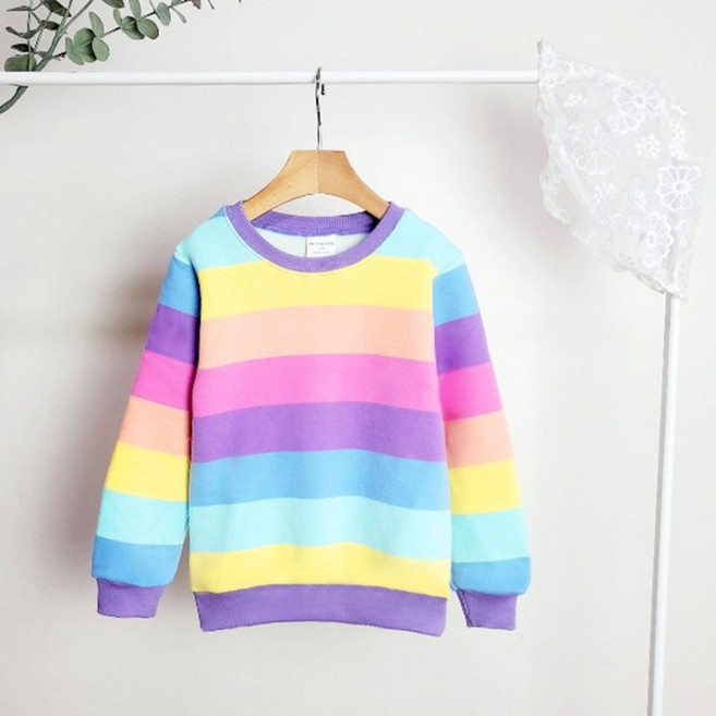 온더키즈 레인보우 기모 맨투맨 티셔츠