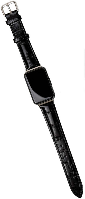 엔터콘 갤럭시핏3 악어 가죽 스트랩 크로코다일 천연 레더 시계줄 밴드, 블랙