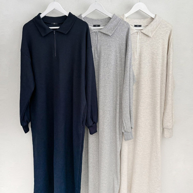 여성용 쥬디카라반집업 포켓 오버핏 빅사이즈 롱원피스 국내제작