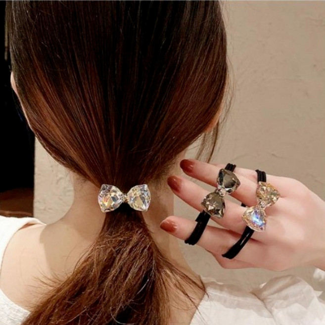 트렌도라 크리스탈 리본 헤어끈 고탄력 머리끈 3P