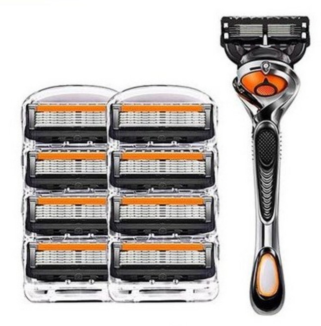 오데트 파워 퓨전 프로글라이드 5중날 면도기 세트 질레트 호환용, 1세트, 8개입