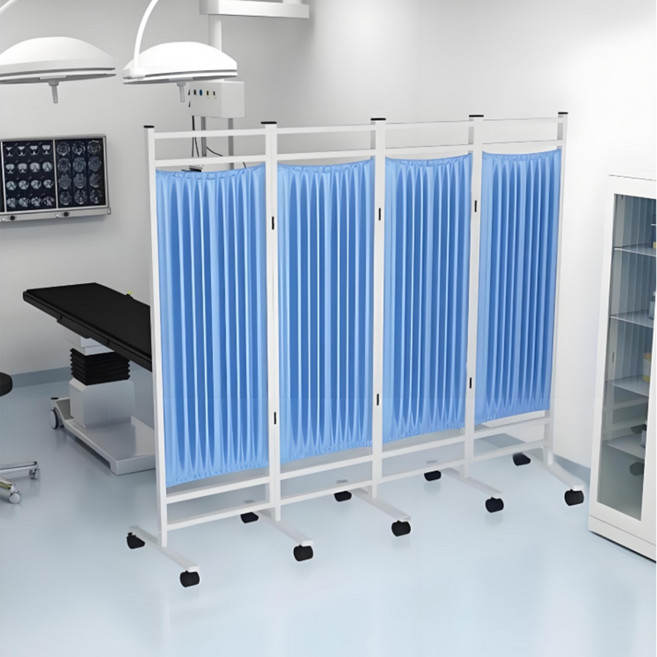 의료용 이동식 칸막이 접이식 가림막 병실 파티션 미용실 요양원 공간 분리 가리개 4단, 4단 파티션 블루