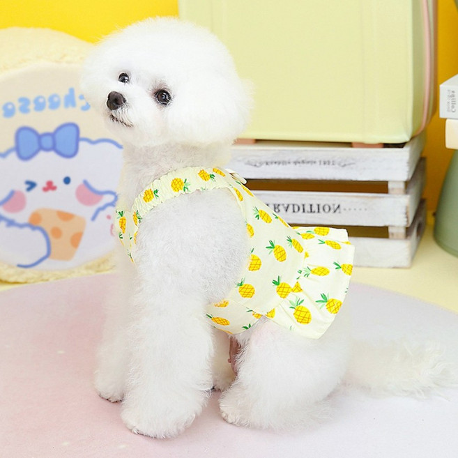 애구애구 강아지 트로피칼 숏 스커트, 옐로우색, S, 옐로우, 1개