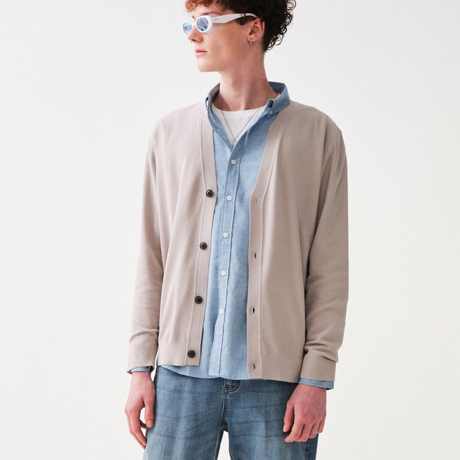 [STCO] 남성 실키터치 가디건 클래식핏 아이보리