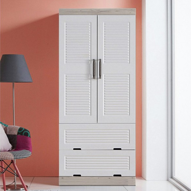 대도갤러리 아이리스 투서랍 장롱 옷장 이불장 싱글장, 워시화이트