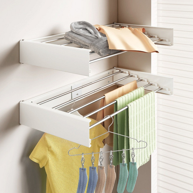 ZAYESUHUA 화장실 타월걸이 베란다접이식건조대 벽걸이건조대 세탁기타월걸이 슬림건조대, 화이트