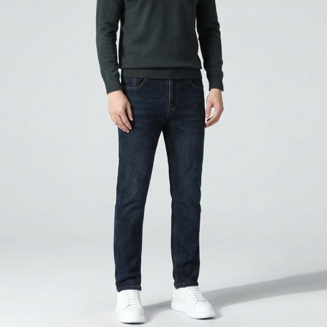 1+1 봄 여름 가을 겨울 기모 사방 스판 남성 청바지 작업복 데님 외출복 남자