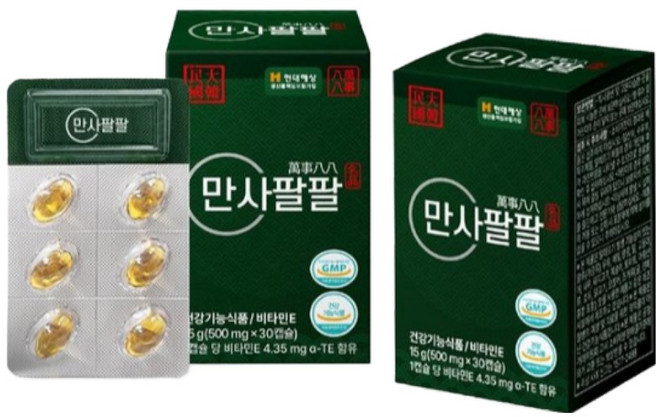 만사팔팔 비타민E 송침유 항산화 캡슐 식약처 인증 비타민 건강기능식품 활력저하 유해산소 활성산소제거 알파토코페롤 세포건강 세포보호, 6개, 30정