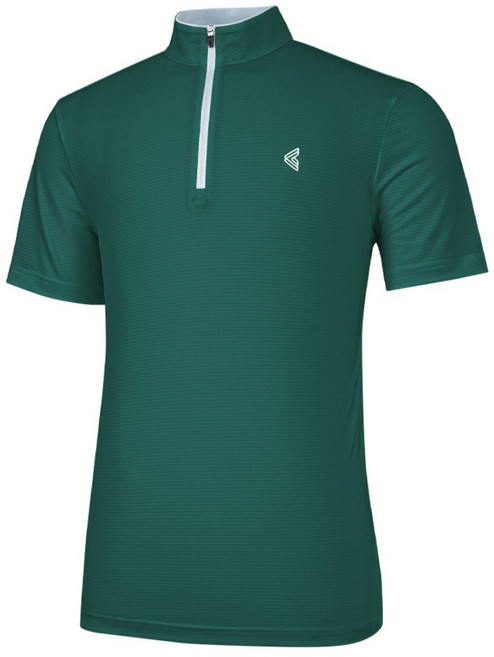 김영주 남성 여름 골프웨어 자카드 집업 쿨썸머 통기성 메쉬 반팔 티셔츠