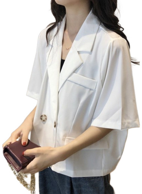 퀸앤조이 미녀44 투버튼 반팔 숏 자켓***판매자 퀸앤조이***