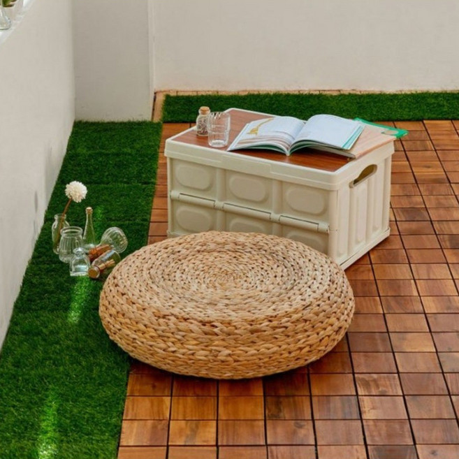 문고리닷컴 아카시아 원목마루 조립식 데크타일 조립마루 9슬롯 월넛색상, 10개, 9슬롯 내츄럴