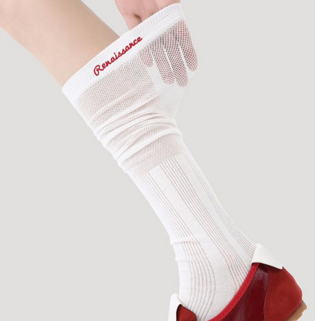 스카이샤인 여성 패션 양말 시스루 니삭스 미들삭스 3종 디자인 1세트