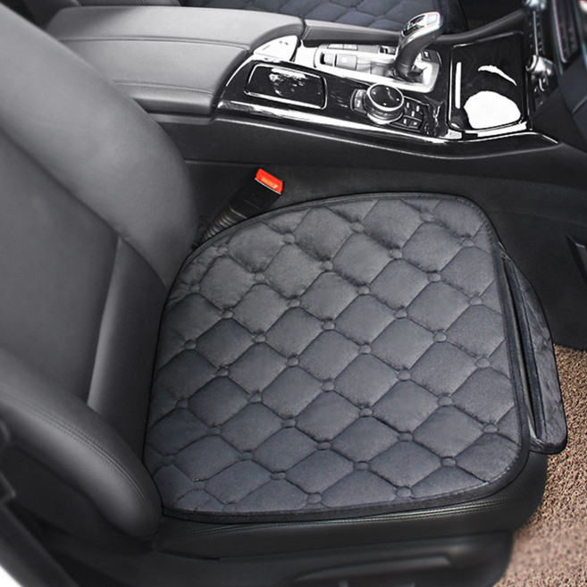 지엠지모터스 자동차 시트커버 극세사 겨울 차량용방석 자동차방석, 앞좌석방석2p셋트_블랙, 1개