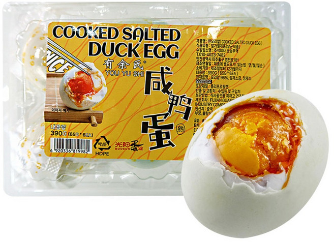 (배터짐) 유위씨 염장 오리알 찐오리알 야단 한곽 6알 중국오리알 밥반찬, 6개, 65g