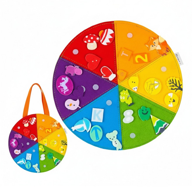 마크라쏭 색상매칭 비즈보드판 사물 이름 언어 학습 펠트지 시지각 소근육 교구 자동차 안 놀잇감 유아 학습, 색상매칭비즈보드, 1개