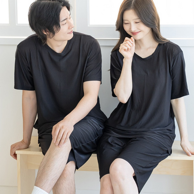 아킵 시원한 냉감 라운드 반팔 세트 잠옷 파자마 빅사이즈