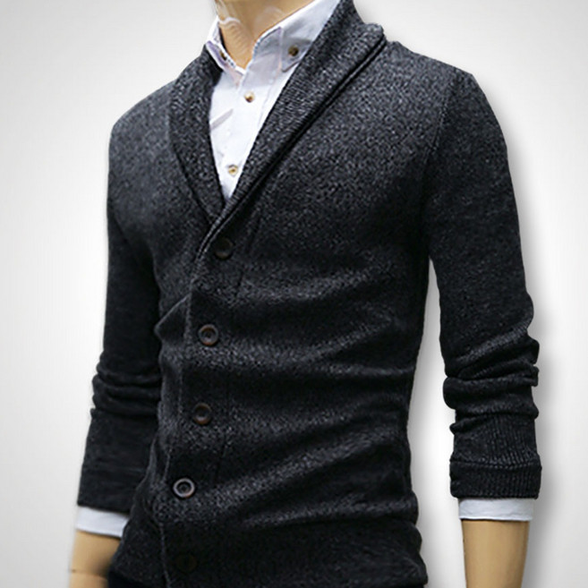 블루포스 숄카라 가디건 (JJGDM5) 무지 슬림핏 니트 [국내생산]