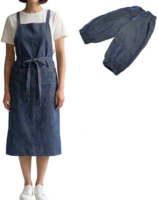 UNDERUS 데님 공방 카페 앞치마(팔토시 증정), 1개, 블루