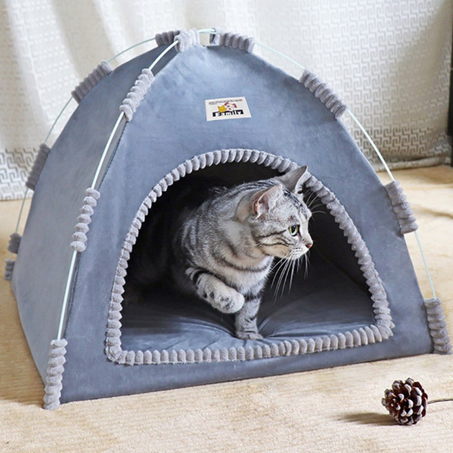 에브리샤인 프리미엄 반려동물 강아지 고양이 텐트 하우스, 그레이, 1개