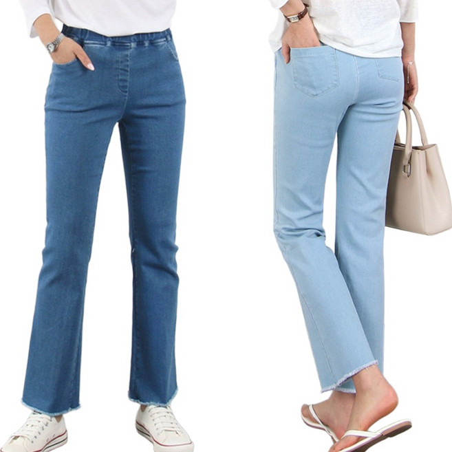 여성 군살커버 밴딩 스판 청바지 데일리룩 빅사이즈여성의류 ~3XL 데님밴딩부츠컷팬츠