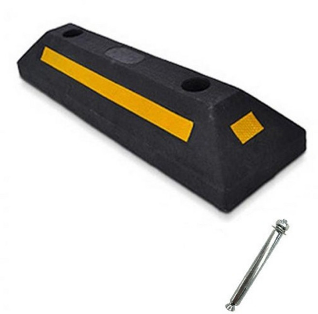 전면주차 가능 카스토퍼 방지턱 주차장 고무 스토퍼 스톱바 주차블럭+콘크리트앙카 2p, 블랙, 1개