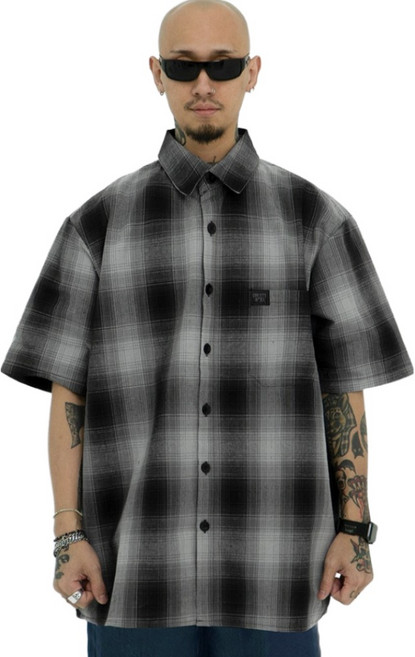 FB COUNTY 체커 플란넬 셔츠 반팔