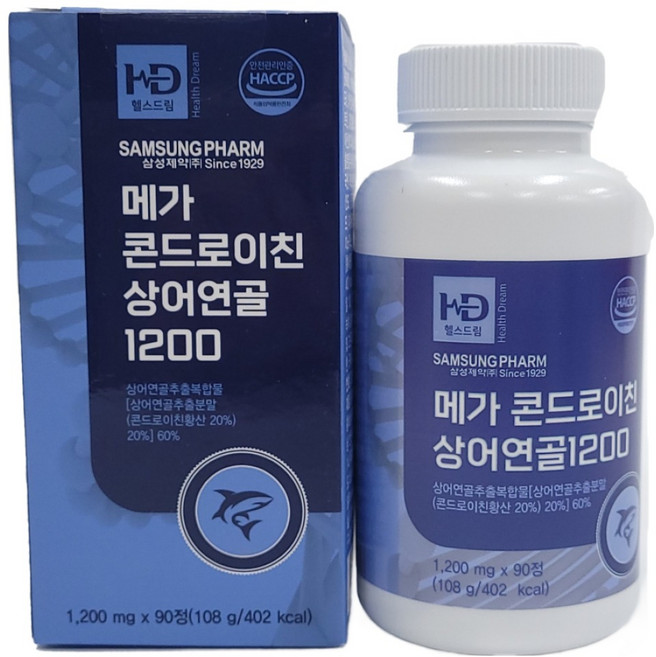 삼성제약 메가 콘드로이친 상어연골 1200 무릎 관절, 4개, 90정