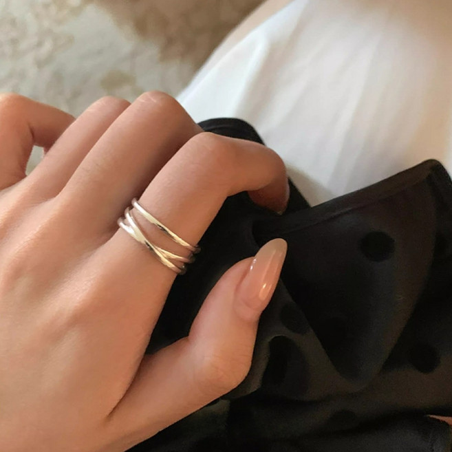 DANGZ 순은반지925 여성 심플 데일리 순은 반지 오픈링