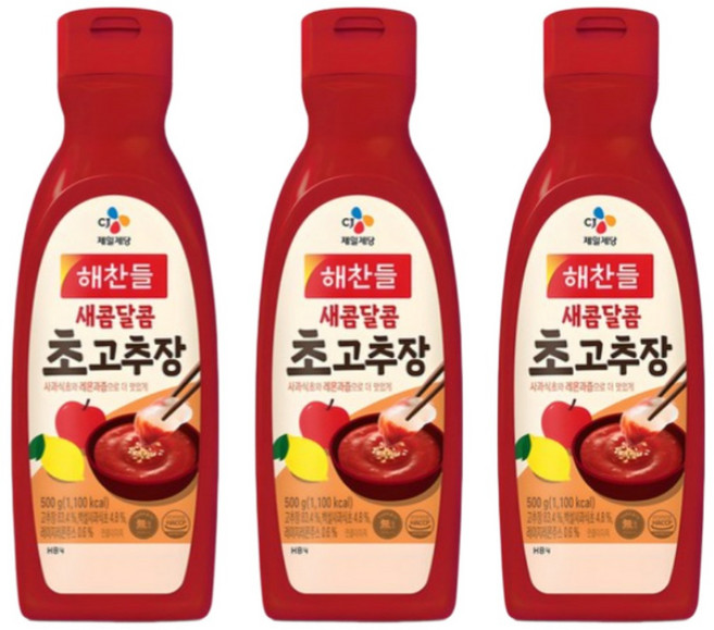 해찬들 새콤달콤 초고추장(튜브) 500g X 3개