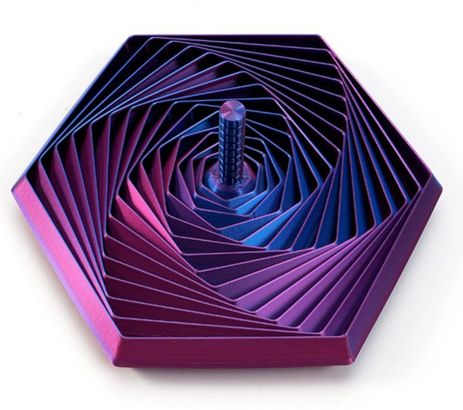 블랙홀 기하학 피젯 큐브 3D프린터, 1개, 육각형-레이저퍼플