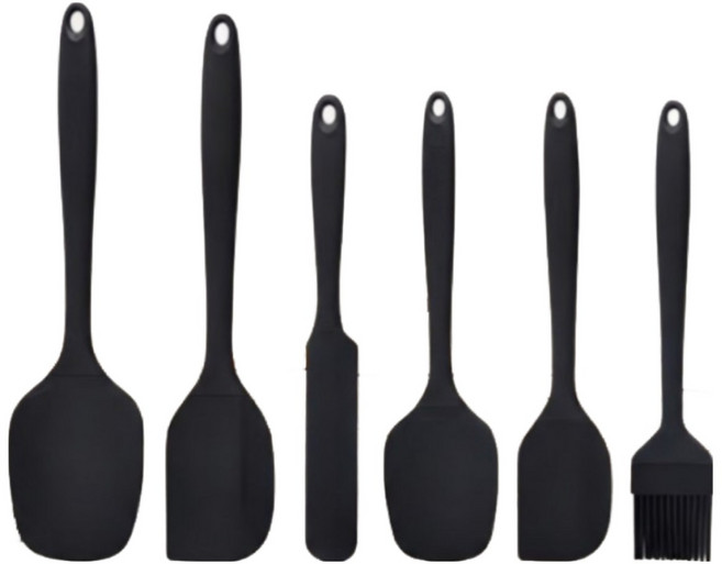 실리콘 주방 조리 용품 6종 세트, 1세트, 블랙, 실리콘 주방 조리용품