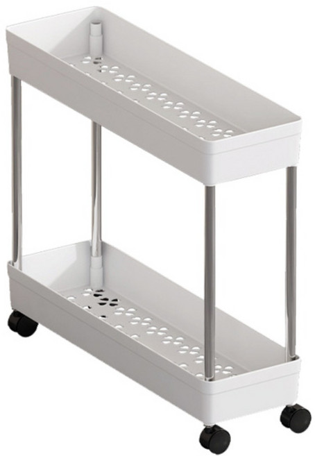 스토리원 U-SSAC102-L2 이동식 틈새 수납 선반 다용도 수납장 트롤리, 화이트, 2단