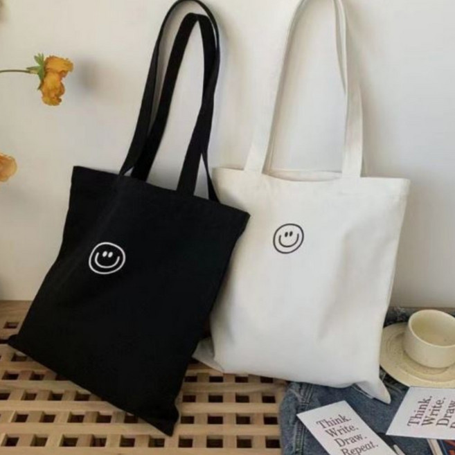 컨버스 스마일 에코백 내구성좋은 숄더백 중형사이즈