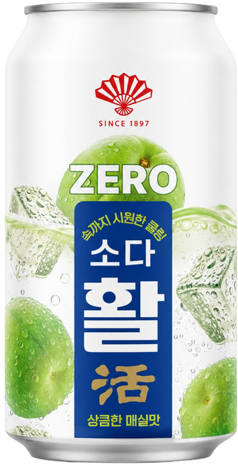 부채표 소다활 제로 탄산음료 매실맛, 24개, 355ml